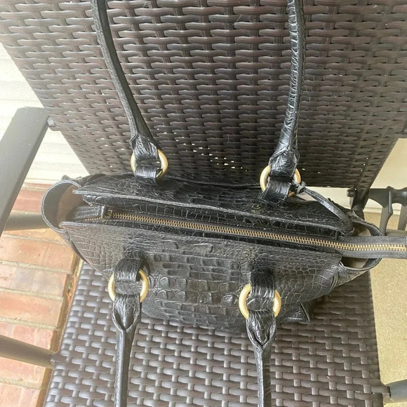 Brahmin Croc Embossed Tote Bag, Black - Picture 6 of 17